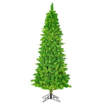 Vickerman 7.5' Flocked Lime Slim Fir Artificial Christmas Tree, Lime Dura-lit LED Lights