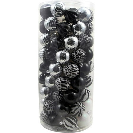 black white and silver shatterproof christmas ornaments 101pk - Black And Silver Christmas Decorations black white and silver shatterproof christmas ornaments 101pk - Black And Silver Christmas Decorations