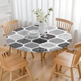 thumbnail image 3 of Black and White Geometric Quatrefoil Pattern Round Fitted Tablecloth with Elastic Edge,Dining Table Cover Waterproof,Outdoor Round Tablecloth for Camping,Dining,Indoor and Outdoor, 3 of 7