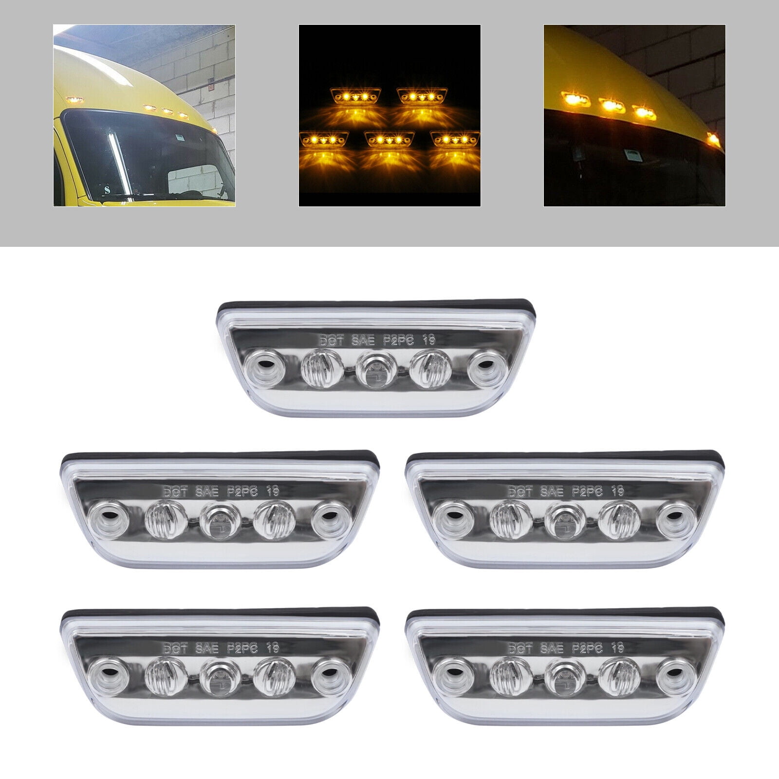 5x Roof Clearance Led Marker Lights for Kenworth T680 T770 T880