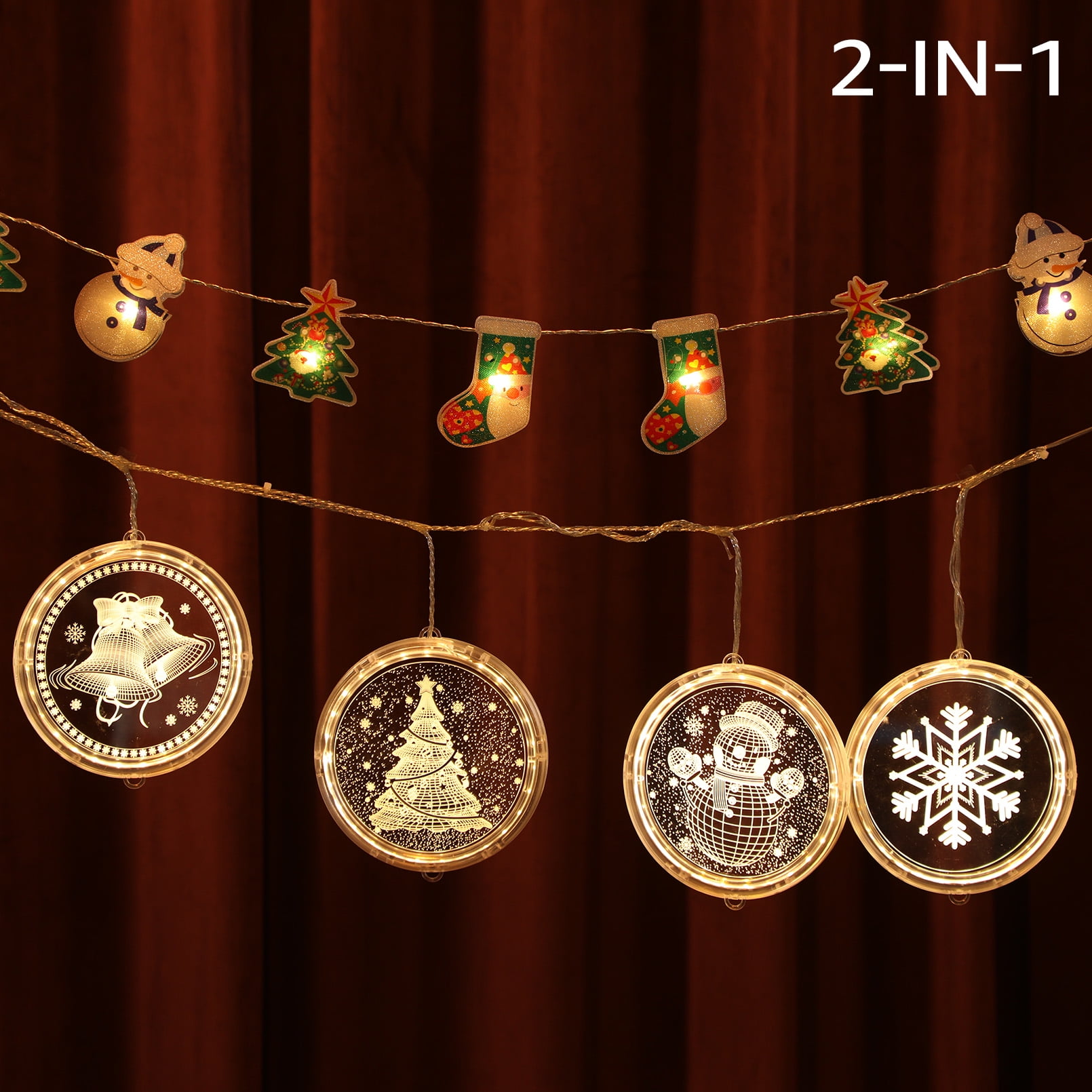 Christmas Decoration String Lights, 3D Visual Decoration Lights, Battery Operated&USB Operated