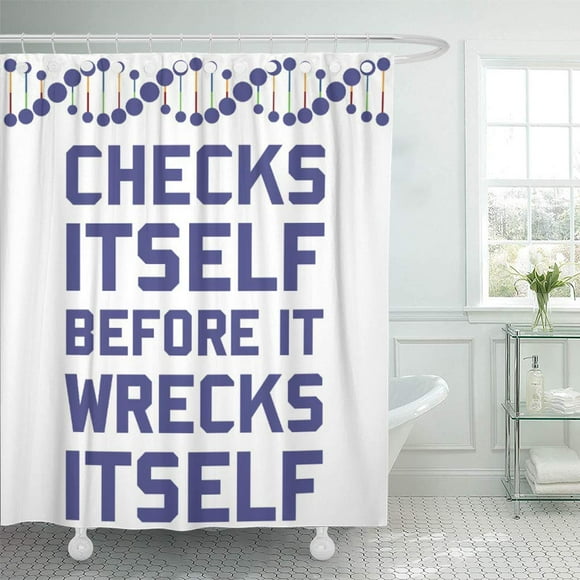 YUSDECOR Funny Check Yourself Before You Wreck Your DNA Genes Bathroom Decor Bath Shower Curtain 66x72 inch