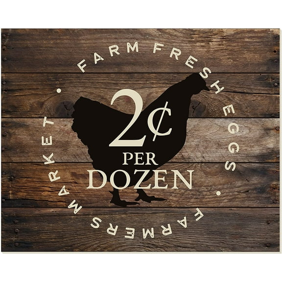 Farm Fresh Eggs Chicken Rustic Wood Wall Sign 12x15