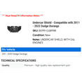 thumbnail image 2 of Undercar Shield - Compatible with 2011 - 2022 Dodge Durango 2012 2013 2014 2015 2016 2017 2018 2019 2020 2021, 2 of 2