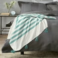 thumbnail image 5 of Ox Bay Blue/White Striped Cotton Throw Blanket, 50" x 60", 5 of 11