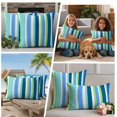 thumbnail image 5 of 2 Pack Outdoor Waterproof Throw Pillows, Blue Gradient Colorful Stripe Decorative Square Pillow Case Patio Pillows for Chair Couch Sofa 18x18in, 5 of 9