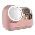 thumbnail image 3 of Estuche de maquillaje con espejo y ventilador, gran capacidad, con luz LED, color rosa, 3 of 13