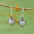 thumbnail image 4 of Sechi Round Cultured Pearl Handcrafted 925 Sterling Silver Dangle Earring for Women, 4 of 4