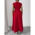 thumbnail image 2 of Red Elegant Maxi Dress With Keyhole Neck, Belted Waist, And Flared Hem For Formal Or Party Occasions, 2 of 6