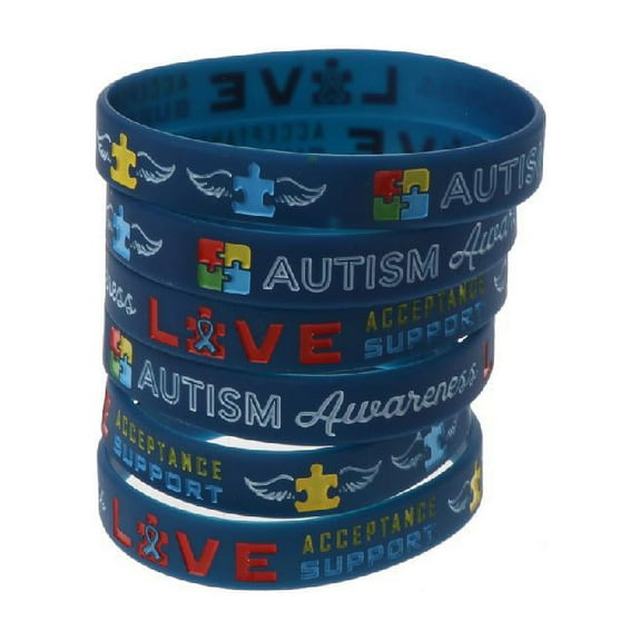 6x Autism Awareness Bracelets Decor Silicone Wristbands Event Giveaways for Teen