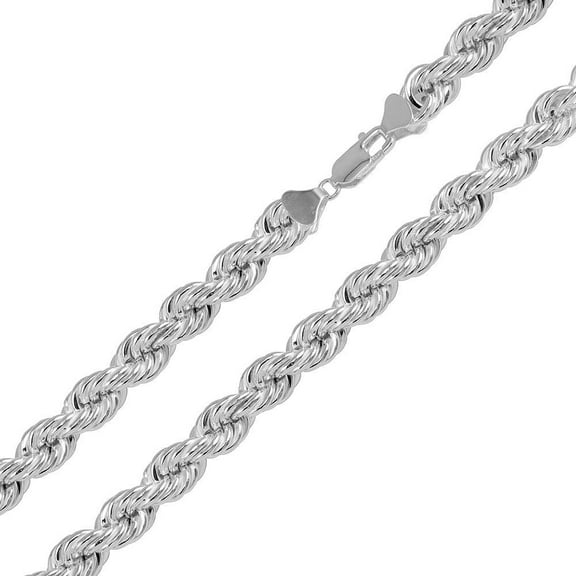 High Polished 925 Sterling Silver Hollow Rope Chains 8mm Made in Italy 32" Jewelry Female Unisex