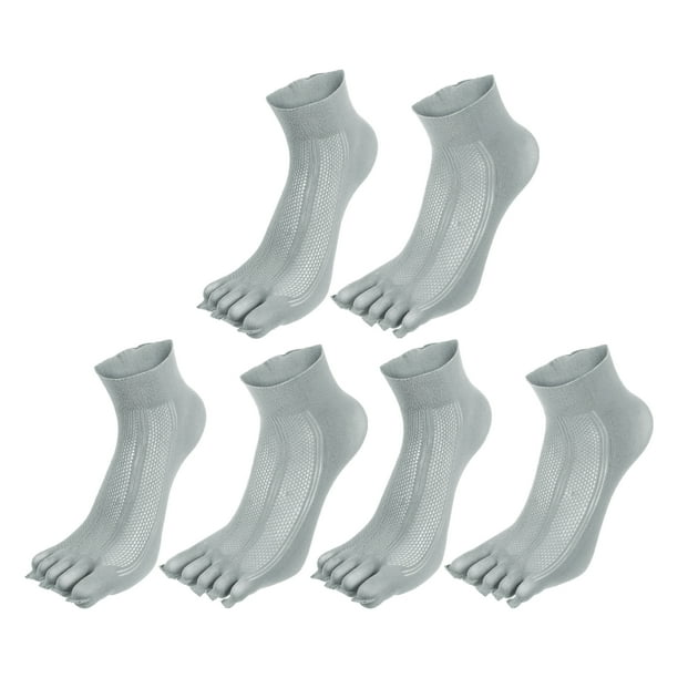Medias Finas Antideslizantes Unique Bargains Unisex 5 Dedos Color Gris 3 Pares