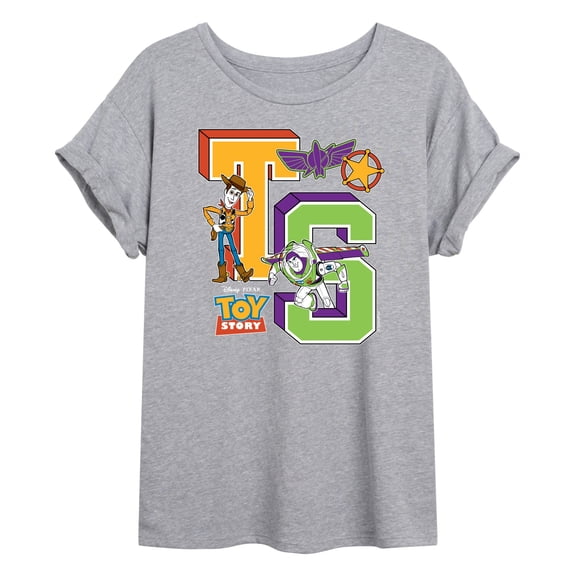 Toy Story - Letterman Badges - Juniors Oversized Graphic T-Shirt