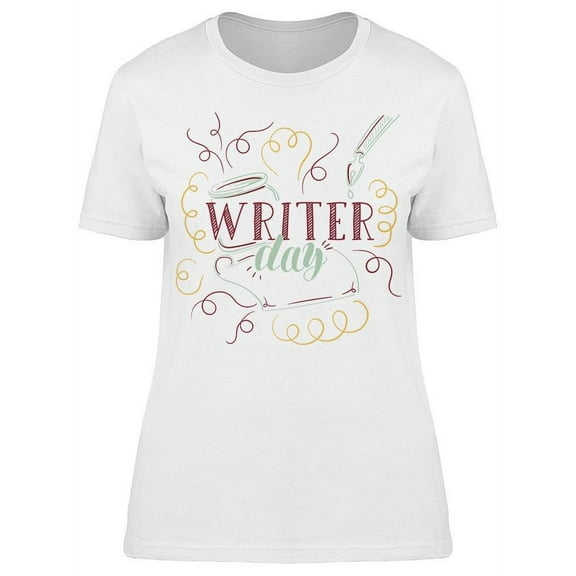 Writer Day Swirl Clipart T-Shirt Women -Image by Shutterstock, Female Medium