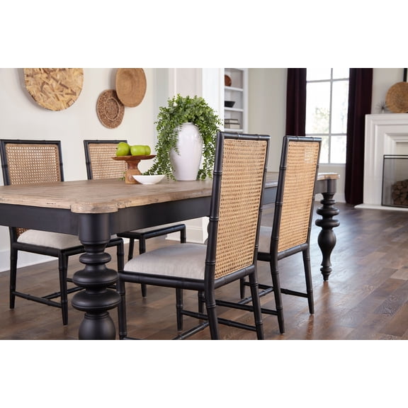 Morrocco Mahogany & Silk Highback Dining Side Chairs (Set of 2)