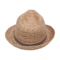 thumbnail image 1 of Wide Hat Panama Sunhat Women Girls Beach Straw Fedora Hat for Camping Outdoor Hiking Holiday Vacation , Khaki, 1 of 8