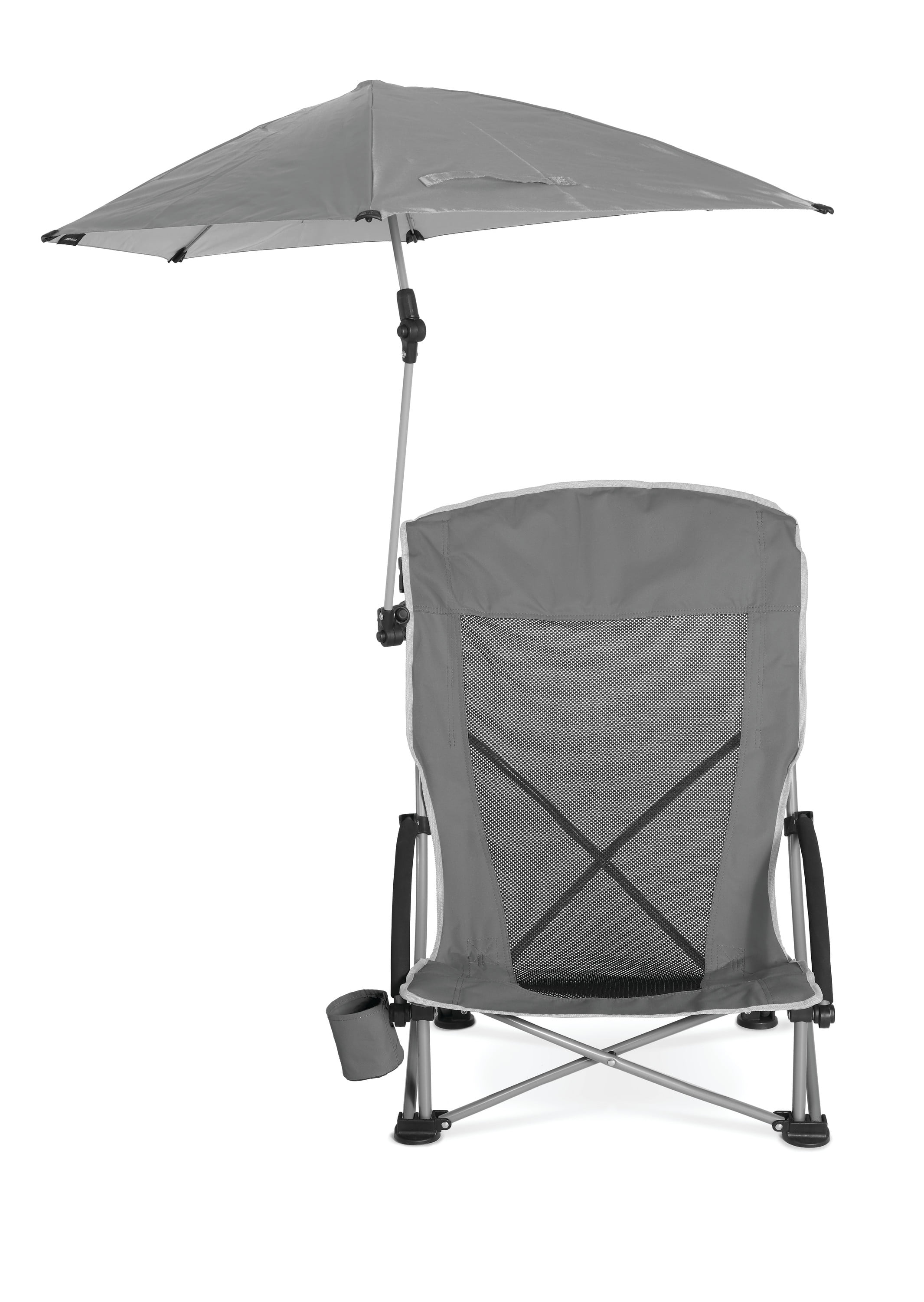 Sport-Brella Outdoor UPF 50 Umbrella Beach Chair with Clamp-On Umbrella Gray