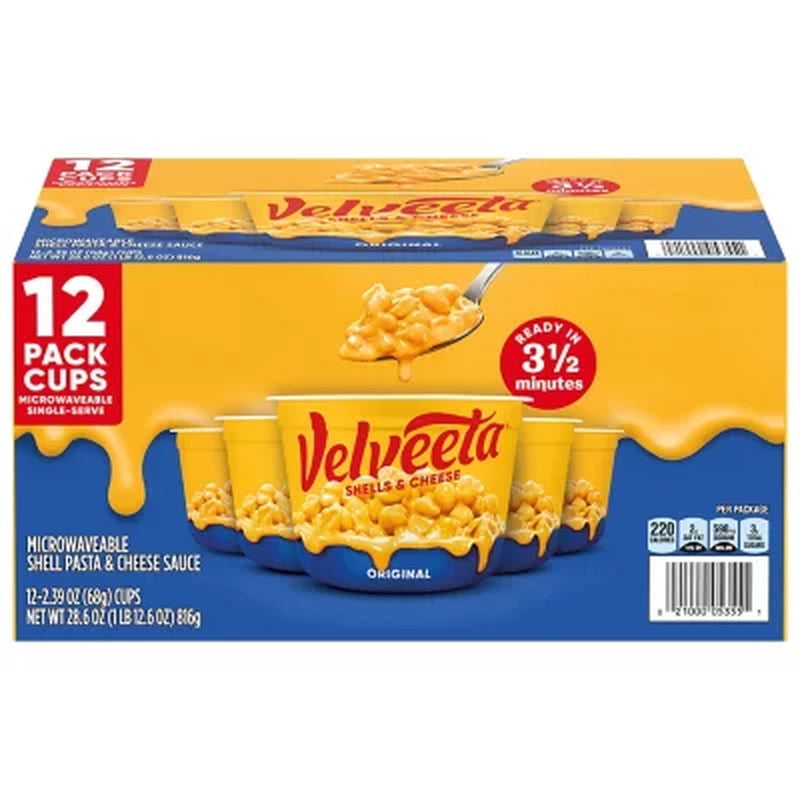 Velveeta Shells and Cheese Original Microwavable Sauce Cups 12 Ct.