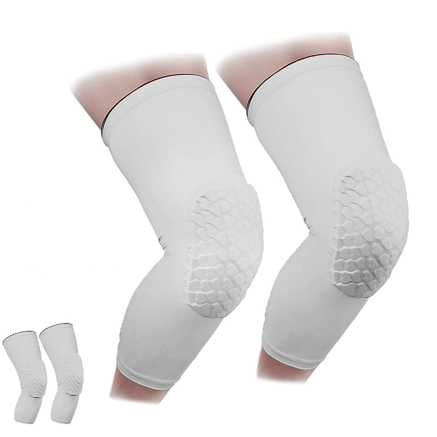 2pcs Honeycomb Pad Crashproof Antislip Basketball Knee Leg Sleeve Protector Gear 