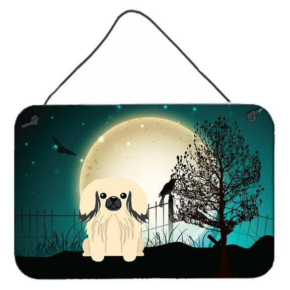 Carolines Treasures BB2296DS812 Halloween Scary Pekingnese Cream Wall or Door Hanging Prints  8x12 multicolor