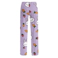 thumbnail image 6 of Adult Easter Pajamas Drawstring Stretch Waist Trendy Pjs Cute Rabbit Print Comfy Wide Leg Pants (Purple Pink,XL), 6 of 6