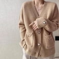thumbnail image 2 of Suéter de mujer de gran tamaño, chaqueta tipo cárdigan, suéter holgado y cálido para otoño e invierno, suéteres de punto informales para mujer, prendas de vestir exteriores 4XL, 2 of 5