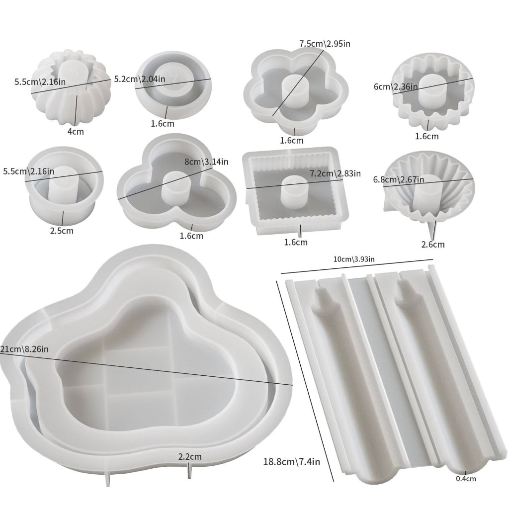 10Pcs Stacking Silicone Molds for Pillars Soap Chocolate Stackable Silicone Molds with Resin Tray Molds