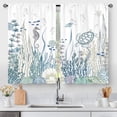 thumbnail image 2 of Nautical Ocean Kitchen Curtains, Sea Coastal Turtle Coral Seashell Starfish Short Small Cafe Window Curtain Over Sink Bathroom Dining Room Decor Rod Pocket Window Drapes 2 Panels 36"x28", 2 of 6