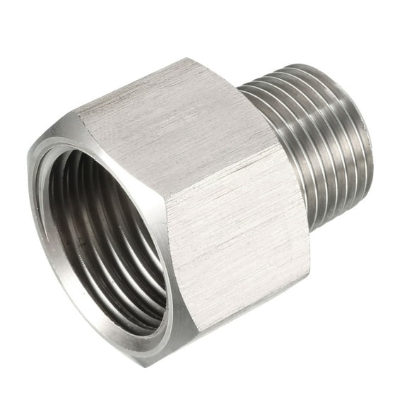 Pipe Fitting Adapter Male to Female Thread Stainless Steel Hex Bushing, 3/8 G x 1/2 G