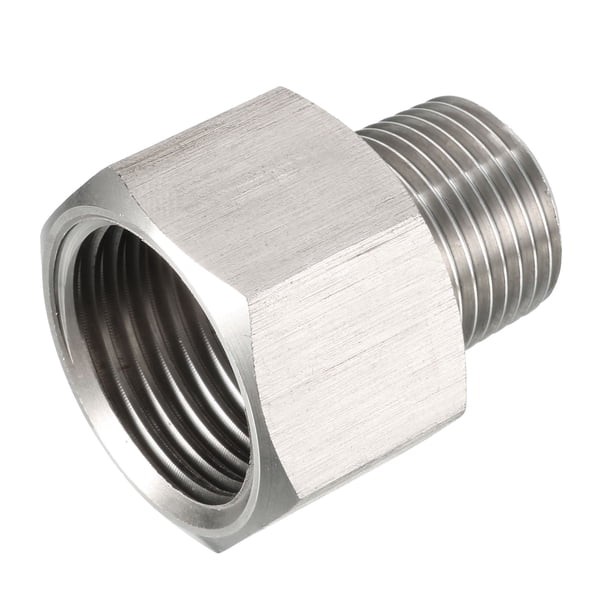 Adaptador de accesorio de tubería de rosca macho a hembra de acero inoxidable, 3/8 G x 1/2 G