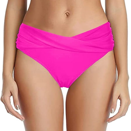 Aayomet Women s Bikini Bottom Twist Front Cheeky Swimsuit Ruched Bathing Suit Bottoms (Hot Pink  S)