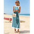 thumbnail image 6 of Wrongduck Women's 2 Piece Sets Boho Color Block Sleeveless Maxi Dress Matching Shorts with Pockets, 6 of 14