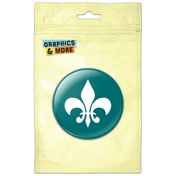 Fleur de Lis Teal Pinback Button Pin Badge