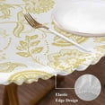 thumbnail image 5 of Boho Yellow Floral Fitted Tablecloth with Elastic Edged, Round Table Cloth for Dining Table, Vintage Farmhouse Paisley Plant Leaf Waterproof Oil Proof Table Cover for Indoor Outdoor 36"-44", 5 of 9