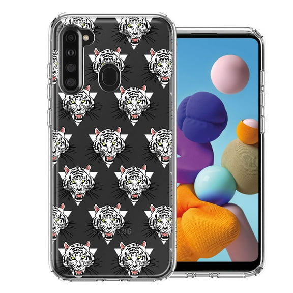 MUNDAZE For Samsung Galaxy A21 Fierce Tiger Polkadots Design Double Layer Phone Case Cover