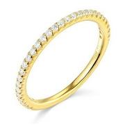 1.25 Ct Round Real 14k Yellow Gold Pavé Engagement Wedding Anniversary Band Ring