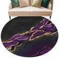 thumbnail image 2 of Marble Black Round Area Rug 7 FT,Non Slip Living Room Area Carpet,Purple Gold Art Abstract Vintage Farmhouse Washable Soft Circular Rug Floor Carpet for Bedside Office Play Room Classroom, 2 of 9