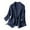 Blue, variant on Women's Plus Size Slim Fit Cotton Linen Lightweight Solid Color One-Button 3/4 Sleeve Casual Blazer Jacket with Lapel