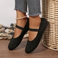 thumbnail image 6 of Ounisa Womens Flock Round Toe Shoes Adjustable Casual Solid Color Metal Buckle Strap Mary Jane Flat Shoes, 6 of 7