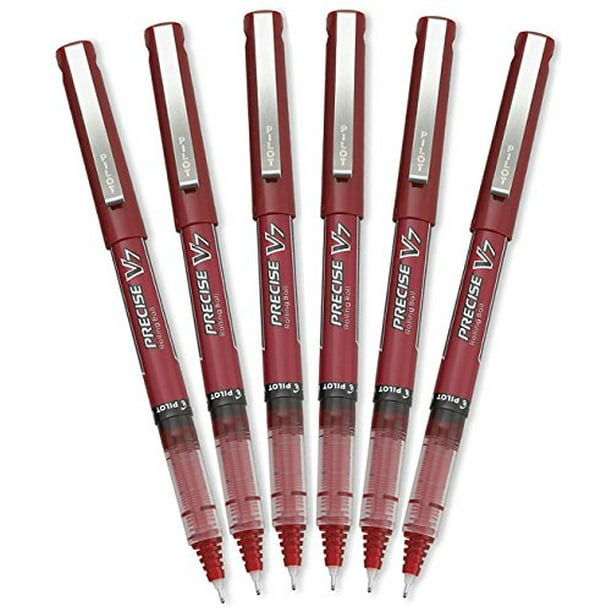Pilot Precise V7 Stick Rolling Ball Pens, Fine Point, Red Ink, 6 Pens