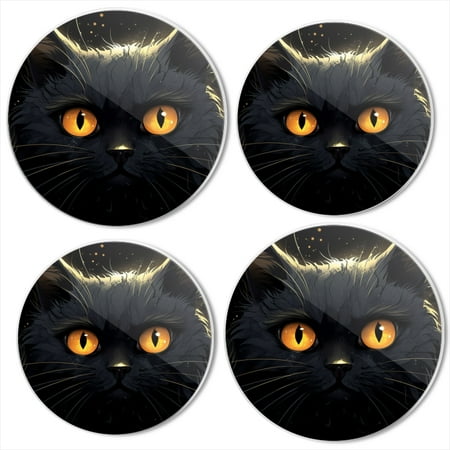 

BaHomeck Electric Stove Burner Covers Set of 4 Round Metal Gas Stove Burner Covers 8 Inch and 10 Inch Kitchen Decor Vector Illustration Of Adorable Black Cat With Glowing Eyes
