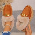 thumbnail image 2 of FRSASU Women's Winter Loafers Dressy Casual Slip On Non Slip Round Toe Fur Lined office Walking Shoes Orange, 2 of 7