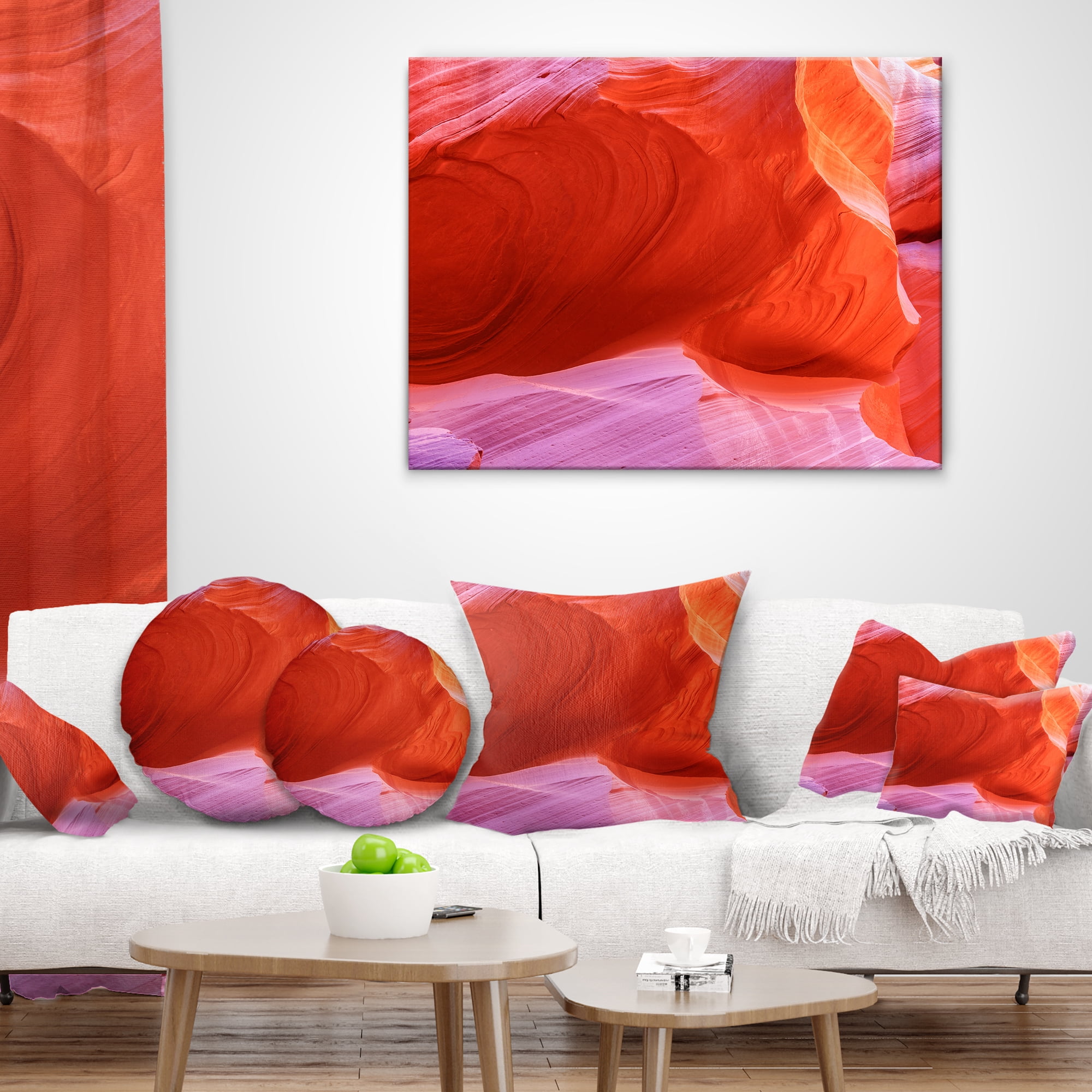 Designart Antelope Canyon Cave Inside - Landscape Photography Throw Pillow - 16x16