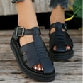 thumbnail image 6 of Viluyesy Womens Roman Sandals, Soft Sole Ankle Buckle Closed Toe Summer Casual Flat Shoes Black, 6 of 8