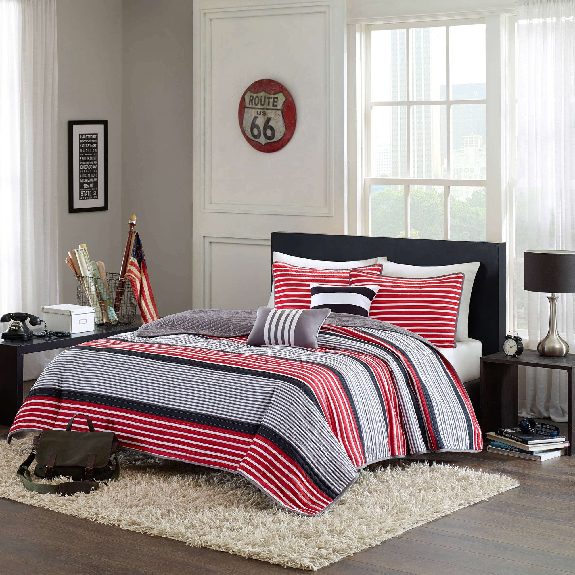 Coverlet SetColorRed,SizeTwin/Twin XL