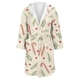 thumbnail image 2 of Plus Size Robes for Women Fuzzy House Coat Oversized Kimono Women's Sleepwear Spa Womens Bathrobe Beige, 2 of 5