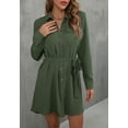 thumbnail image 2 of Solid Collared Button Down Shirt Dress, Green, Small, 2 of 5