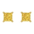 thumbnail image 3 of 14K Solid Gold Screw Back Stud Earrings for Women | 1 cttw Princess Cut Simulated Yellow Diamond | Yellow Gold, 3 of 5