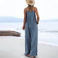 thumbnail image 3 of Women Casual Loose Jumpsuit Printed Pockets Sleeveless Back Strap Jumpsuit Navy XXXL, 3 of 5