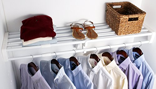 EZ Shelf DIY Expandable Closet Shelf Rod 17 5 27 White EZ Shelf DIY Expandable Closet Shelf Rod 17 5 27 White